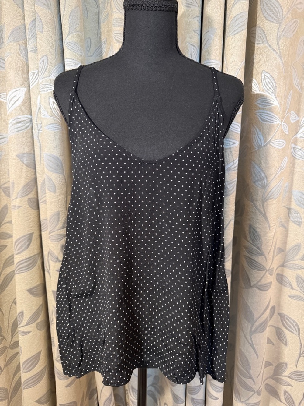 Forever 21 Black Polka Dot Spaghetti Strap Tank Top